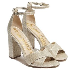 Sam Edelman Womens Yancy Ankle Strap Gold Heel Sandals